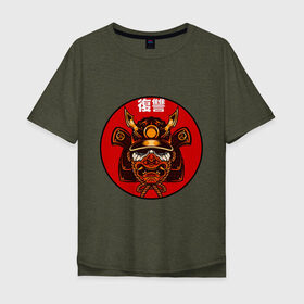 Мужская футболка хлопок Oversize с принтом Samurai в Курске, 100% хлопок | свободный крой, круглый ворот, “спинка” длиннее передней части | art | japan | pop art | samurai | yakudza | арт | поп арт | самурай | якудза | япония | японский стиль