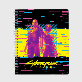 Тетрадь с принтом Cyberpunk 2077 - Взлом системы в Курске, 100% бумага | 48 листов, плотность листов — 60 г/м2, плотность картонной обложки — 250 г/м2. Листы скреплены сбоку удобной пружинной спиралью. Уголки страниц и обложки скругленные. Цвет линий — светло-серый
 | 2077 | cd | cdprojectd | cyber | game | gamer | pank | project | punk | red | steam | syber | syberpank | valve | декабрь | игра | игра2020 | иградекабрь | игры | кибер | киберпан | панк | суберпунк | топигра