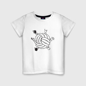 Детская футболка хлопок с принтом Absurd 6 в Курске, 100% хлопок | круглый вырез горловины, полуприлегающий силуэт, длина до линии бедер | Тематика изображения на принте: графика | иллюстрация | клубок | круг | ладони | мяч | рисунок | руки | черно белый | шар