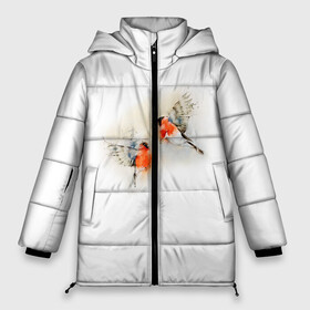 Женская зимняя куртка 3D с принтом Снегири в Курске, верх — 100% полиэстер; подкладка — 100% полиэстер; утеплитель — 100% полиэстер | длина ниже бедра, силуэт Оверсайз. Есть воротник-стойка, отстегивающийся капюшон и ветрозащитная планка. 

Боковые карманы с листочкой на кнопках и внутренний карман на молнии | животные | зима | новый год | птицы | снег | снегири