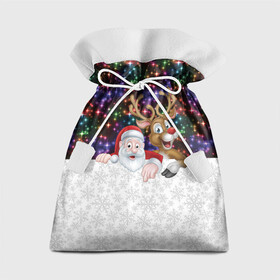 Подарочный 3D мешок с принтом Новый Год в Курске, 100% полиэстер | Размер: 29*39 см | christmas | merry christmas | дед мороз | ёлка | зима | мороз | новогодний олень | новый год | подарок | праздник | рождество | с новым годом | санта клаус | снегурочка | снежинки