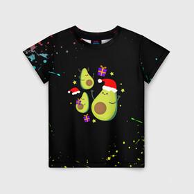 Детская футболка 3D с принтом Новогодние Авокадо в Курске, 100% гипоаллергенный полиэфир | прямой крой, круглый вырез горловины, длина до линии бедер, чуть спущенное плечо, ткань немного тянется | авокадо | веган | еда блогеров | мемы | минимализм | прикольные картинки | прикольные надписи | растение | смешное авокадо | фрукт