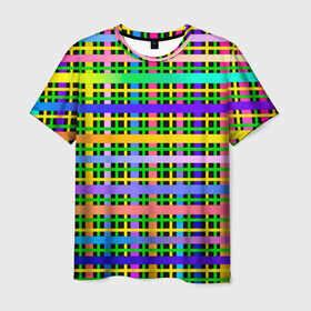 Мужская футболка 3D с принтом Цветной беспредел в Курске, 100% полиэфир | прямой крой, круглый вырез горловины, длина до линии бедер | Тематика изображения на принте: весна | градиент | краски | праздник | радостное настроение