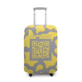 Чехол для чемодана 3D с принтом CyberCow 2021 в Курске, 86% полиэфир, 14% спандекс | двустороннее нанесение принта, прорези для ручек и колес | cyberpunk | cyberrussia | illuminating | pantone | qr code | ultimate grey | безупречный | бык | желтый | киберкорова | корова | новый год | освещающий | пятна | серый