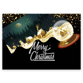 Поздравительная открытка с принтом Новогодняя деревня в Курске, 100% бумага | плотность бумаги 280 г/м2, матовая, на обратной стороне линовка и место для марки
 | new year | арт | графика | дед мороз | зима | новый год | рождество | санта