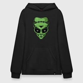 Худи SuperOversize хлопок с принтом Alien Frankenstein в Курске, 70% хлопок, 30% полиэстер, мягкий начес внутри | карман-кенгуру, эластичная резинка на манжетах и по нижней кромке, двухслойный капюшон
 | alien | frankenstein | monster | zombie | зомби | инопланетянин | монстр | нло | пришелец | франкенштейн | чудовище