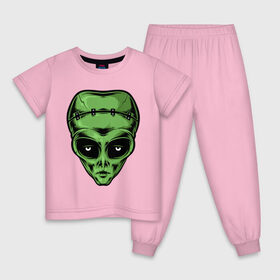 Детская пижама хлопок с принтом Alien Frankenstein в Курске, 100% хлопок |  брюки и футболка прямого кроя, без карманов, на брюках мягкая резинка на поясе и по низу штанин
 | alien | frankenstein | monster | zombie | зомби | инопланетянин | монстр | нло | пришелец | франкенштейн | чудовище