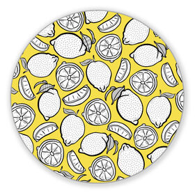 Коврик для мышки круглый с принтом Illuminating Lemon в Курске, резина и полиэстер | круглая форма, изображение наносится на всю лицевую часть | 2021 | винтаж | лимоны | ретро | фрукты | цвет года