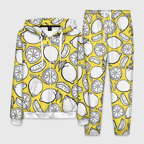 Мужской костюм 3D с принтом Illuminating Lemon в Курске, 100% полиэстер | Манжеты и пояс оформлены тканевой резинкой, двухслойный капюшон со шнурком для регулировки, карманы спереди | Тематика изображения на принте: 2021 | винтаж | лимоны | ретро | фрукты | цвет года