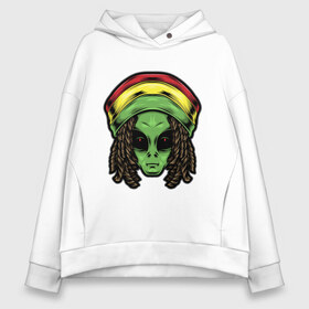 Женское худи Oversize хлопок с принтом Reggae alien в Курске, френч-терри — 70% хлопок, 30% полиэстер. Мягкий теплый начес внутри —100% хлопок | боковые карманы, эластичные манжеты и нижняя кромка, капюшон на магнитной кнопке | alien | волосы | инопланетянин | кепка | нло | пришелец | растаман | регги | хипстер | шляпа