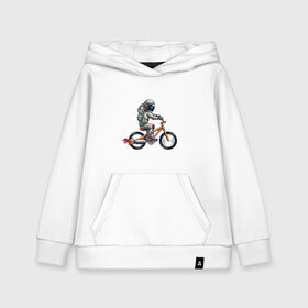 Детская толстовка хлопок с принтом Астронавт на велосипеде в Курске, 100% хлопок | Круглый горловой вырез, эластичные манжеты, пояс, капюшен | астронавт | велосипед | космонавт | космос | костюм | ракеты | скафандр | хипстер | шлем