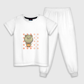 Детская пижама хлопок с принтом Морская Свинка в Курске, 100% хлопок |  брюки и футболка прямого кроя, без карманов, на брюках мягкая резинка на поясе и по низу штанин
 | горох | грызун | детские | животные | звери | морская свинка | мультфильмы | точки | шарики