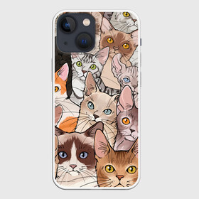 Чехол для iPhone 13 mini с принтом Котики в Курске,  |  | cat | cats | cosmos | kitten | mem | memes | rose | roses | глаза | глазки | киска | космос | кот | котёнок | котик | котики | котэ | котята | кошак | кошка | кошки | красивая | мем | мемчики | милая | прикольная | розы | светлая