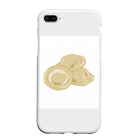 Чехол для iPhone 7Plus/8 Plus матовый с принтом Кепка в Курске, Силикон | Область печати: задняя сторона чехла, без боковых панелей | Тематика изображения на принте: белая кепка | кепка | пельмени. | пельмень
