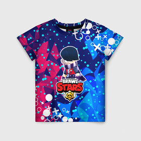 Детская футболка 3D с принтом Brawl Stars - Edgar в Курске, 100% гипоаллергенный полиэфир | прямой крой, круглый вырез горловины, длина до линии бедер, чуть спущенное плечо, ткань немного тянется | brawl stars | edgar | game | абстракция | бравл старс | браво старс | геометрия | игра | персонаж | человечек | эдгар