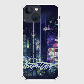 Чехол для iPhone 13 mini с принтом Welcome to Night City в Курске,  |  | ceberpunk | city | night | welcome | киберпанк
