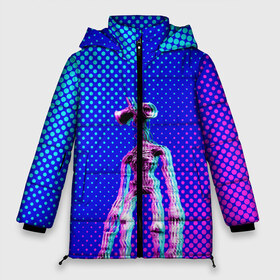 Женская зимняя куртка 3D с принтом Siren Head - Helloween в Курске, верх — 100% полиэстер; подкладка — 100% полиэстер; утеплитель — 100% полиэстер | длина ниже бедра, силуэт Оверсайз. Есть воротник-стойка, отстегивающийся капюшон и ветрозащитная планка. 

Боковые карманы с листочкой на кнопках и внутренний карман на молнии | glitch | glitch siren head | rgb | siren head | sirena | глитч | глич | ретро | сирейноголовый | сирена | сиреноголовый