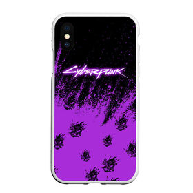 Чехол для iPhone XS Max матовый с принтом Cyberpunk neon. в Курске, Силикон | Область печати: задняя сторона чехла, без боковых панелей | cd project red | cyberpunk 2077 | keanu reeves | samurai | киану ривз | киберпанк 2077 | самураи