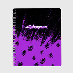 Тетрадь с принтом Cyberpunk neon. в Курске, 100% бумага | 48 листов, плотность листов — 60 г/м2, плотность картонной обложки — 250 г/м2. Листы скреплены сбоку удобной пружинной спиралью. Уголки страниц и обложки скругленные. Цвет линий — светло-серый
 | cd project red | cyberpunk 2077 | keanu reeves | samurai | киану ривз | киберпанк 2077 | самураи