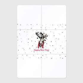 Магнитный плакат 2Х3 с принтом Happy New Year в Курске, Полимерный материал с магнитным слоем | 6 деталей размером 9*9 см | christmas toys | deer | deer print | happy new year | new year | snow | snowflakes | tree | новогодний принт | новогодний свитер | новогодняя футболка | новый год | олени | принт оленя | с новым годом | с оленями | снег