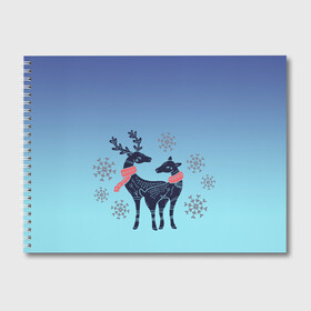 Альбом для рисования с принтом пара оленей снежинки зима в Курске, 100% бумага
 | матовая бумага, плотность 200 мг. | арт | градиент | зверь | зима | зимний | мультяшный | новый год | олененок | олень | орнамент | пара | праздник | рисунок | рога | рожки | символ | снежинки | узор