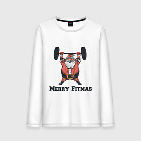 Мужской лонгслив хлопок с принтом Merry Fitmas в Курске, 100% хлопок |  | 