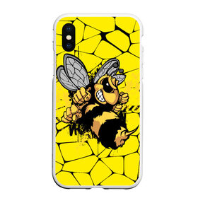 Чехол для iPhone XS Max матовый с принтом Дикая пчела в Курске, Силикон | Область печати: задняя сторона чехла, без боковых панелей | дикая пчела | жало | мед | насекомые | опасность | соты | текстура | шершень
