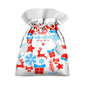 Подарочный 3D мешок с принтом Merry Christmas and HNY в Курске, 100% полиэстер | Размер: 29*39 см | Тематика изображения на принте: 2021 | 2022 | happy | new year | быка | гирлянда | дед мороз | елка | зеленый | игрушка | клаус | конфеты | нг | новый год | носок | перчатка | печенье | подарок | полосы | пряник | рождество | с | санта | сладости | снег