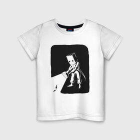 Детская футболка хлопок с принтом little nightmares в Курске, 100% хлопок | круглый вырез горловины, полуприлегающий силуэт, длина до линии бедер | пакет | персонаж | фонарь