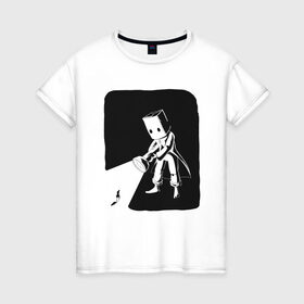 Женская футболка хлопок с принтом little nightmares в Курске, 100% хлопок | прямой крой, круглый вырез горловины, длина до линии бедер, слегка спущенное плечо | пакет | персонаж | фонарь