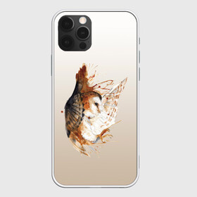 Чехол для iPhone 12 Pro с принтом летящая сова рисунок в Курске, силикон | область печати: задняя сторона чехла, без боковых панелей | акварель | акварельный | арт | брызги | градиент | животные | звери | краска | крылья | момент | полет | потеки | рисунок | скетч | сова | филин