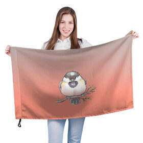 Флаг 3D с принтом акварельная птица на ветке в Курске, 100% полиэстер | плотность ткани — 95 г/м2, размер — 67 х 109 см. Принт наносится с одной стороны | 
