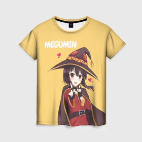 Женская футболка 3D с принтом Megumin в Курске, 100% полиэфир ( синтетическое хлопкоподобное полотно) | прямой крой, круглый вырез горловины, длина до линии бедер | aqua | darkness | kazuma | kono subarashii | konosuba | megumin | аква | богиня благословляет этот прекрасный мир | даркнес | даркнесс | казума | коносуба | мегумин | юн юн