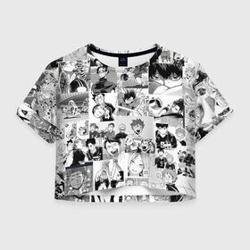 Женская футболка Crop-top 3D с принтом Haikyu в Курске, 100% полиэстер | круглая горловина, длина футболки до линии талии, рукава с отворотами | haikyu | аниме | бокуро | волейбол | кагеяме | манга | тецуро | хината | цукишима