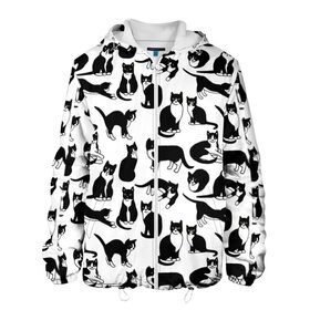 Мужская куртка 3D с принтом Котики Чёрно-белые в Курске, ткань верха — 100% полиэстер, подклад — флис | прямой крой, подол и капюшон оформлены резинкой с фиксаторами, два кармана без застежек по бокам, один большой потайной карман на груди. Карман на груди застегивается на липучку | cat | cats | cosmos | kitten | mem | memes | rose | roses | глаза | глазки | киска | космос | кот | котёнок | котик | котики | котэ | котята | кошак | кошка | кошки | красивая | мем | мемчики | милая | прикольная | розы | светлая