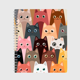 Тетрадь с принтом Котики мультяшные в Курске, 100% бумага | 48 листов, плотность листов — 60 г/м2, плотность картонной обложки — 250 г/м2. Листы скреплены сбоку удобной пружинной спиралью. Уголки страниц и обложки скругленные. Цвет линий — светло-серый
 | Тематика изображения на принте: cat | cats | cosmos | kitten | mem | memes | rose | roses | глаза | глазки | киска | космос | кот | котёнок | котик | котики | котэ | котята | кошак | кошка | кошки | красивая | мем | мемчики | милая | прикольная | розы | светлая