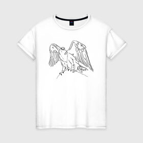 Женская футболка хлопок с принтом Символ Орла в Курске, 100% хлопок | прямой крой, круглый вырез горловины, длина до линии бедер, слегка спущенное плечо | animals | art | bird | eagle | falcon | tattoo | wings | арт | беркут | гор | гордый | дикий | животные | крылья | летающий | один | орел | орлан | пернатый | перья | природа | птица | птичка | символ | сокол | соколиный взгляд