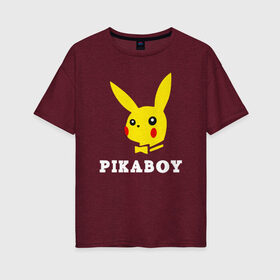 Женская футболка хлопок Oversize с принтом Pikaboy в Курске, 100% хлопок | свободный крой, круглый ворот, спущенный рукав, длина до линии бедер
 | 