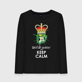 Женский лонгслив хлопок с принтом Keep calm в Курске, 100% хлопок |  | british | corona | corona virus | english | keep calm | mutant | virus | английский | британский | вирус | корона | корона вирус | мутант | сохраняй спокойствие
