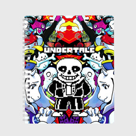 Тетрадь с принтом UNDERTALE в Курске, 100% бумага | 48 листов, плотность листов — 60 г/м2, плотность картонной обложки — 250 г/м2. Листы скреплены сбоку удобной пружинной спиралью. Уголки страниц и обложки скругленные. Цвет линий — светло-серый
 | undertale | андертейл | игра андертейл | игра. | русский андертейл | тоби фокс