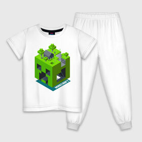 Детская пижама хлопок с принтом Minecraft в Курске, 100% хлопок |  брюки и футболка прямого кроя, без карманов, на брюках мягкая резинка на поясе и по низу штанин
 | minecraft | алекс | белый | блоки | ведьма | взрывчатка | визера | волк | гаст | добывать | дракон | зеленый куб | зомби | игра | крафт | крипер | кубики | лошадка | майн | майнкрафт | манкрафт | овечка | оцелот