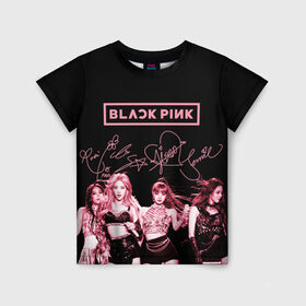 Детская футболка 3D с принтом BLACKPINK в Курске, 100% гипоаллергенный полиэфир | прямой крой, круглый вырез горловины, длина до линии бедер, чуть спущенное плечо, ткань немного тянется | black pink | blackpink | k pop | блэкпинк | дженни | джису | к поп | лиса | розэ