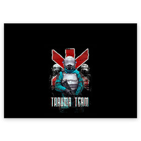 Поздравительная открытка с принтом CYBERPUNK TRAUMA TEAM в Курске, 100% бумага | плотность бумаги 280 г/м2, матовая, на обратной стороне линовка и место для марки
 | Тематика изображения на принте: ambulance | cd prodject | cyberpunk 2077 | future | game | japan | kianu | logo | medicine | pc | rpg | samurai | trauma | trauma team | банды | будущее | игры | киану ривз | киберпанк | киберпанк 2077 | киборги | компьютер | медики скорая 
