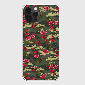 Чехол для iPhone 12 Pro Max с принтом Камуфляж и розы в Курске, Силикон |  | 23 февраля | армия | военная | зелень | камуфляж | листья | маскировка | паттерн | розы | солдат | текстуры | цветы