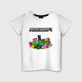 Детская футболка хлопок с принтом MINECRAFT в Курске, 100% хлопок | круглый вырез горловины, полуприлегающий силуэт, длина до линии бедер | minecraft | аид | алмазы | игра майнкрафт | компот | компот. | майнкрафт | нуб | скин