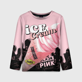 Детский лонгслив 3D с принтом BLACKPINK ICE CREAM в Курске, 100% полиэстер | длинные рукава, круглый вырез горловины, полуприлегающий силуэт
 | black pink | blackpink | ice cream | k pop | блэкпинк | дженни | джису | к поп | лиса | розэ