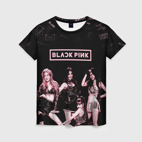 Женская футболка 3D с принтом BLACKPINK в Курске, 100% полиэфир ( синтетическое хлопкоподобное полотно) | прямой крой, круглый вырез горловины, длина до линии бедер | black pink | blackpink | k pop | блэкпинк | дженни | джису | к поп | лиса | розэ