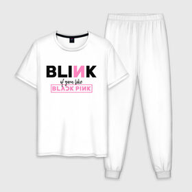 Мужская пижама хлопок с принтом BLACKPINK в Курске, 100% хлопок | брюки и футболка прямого кроя, без карманов, на брюках мягкая резинка на поясе и по низу штанин
 | 