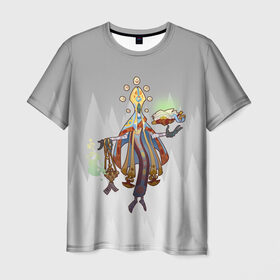 Мужская футболка 3D с принтом Worthy Heart hunter - владыка тьмы, чернокнижник в Курске, 100% полиэфир | прямой крой, круглый вырез горловины, длина до линии бедер | worthy heart hunter | владыка тьмы | желтая шапка | магическая книга