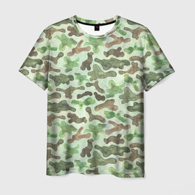 Мужская футболка 3D с принтом Весенний камуфляж в Курске, 100% полиэфир | прямой крой, круглый вырез горловины, длина до линии бедер | 23 февраля | армия | военная | зелень | камуфляж | листья | маскировка | паттерн | солдат | текстуры